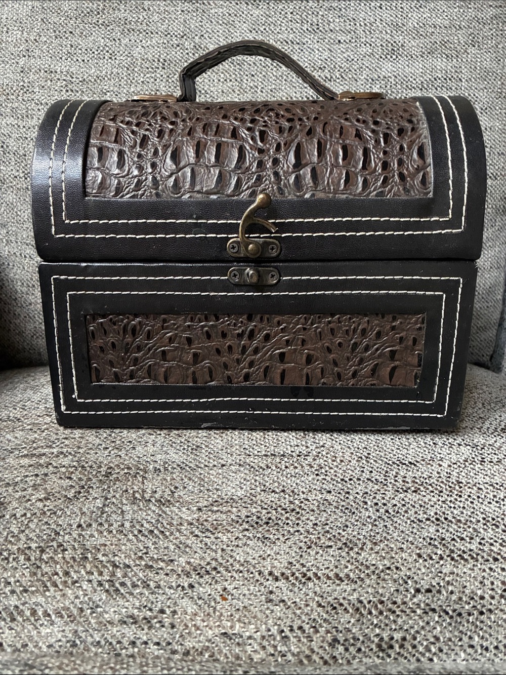 Faux-Croc Purse/Travel/Cosmetic/Accessory Case, Brown
